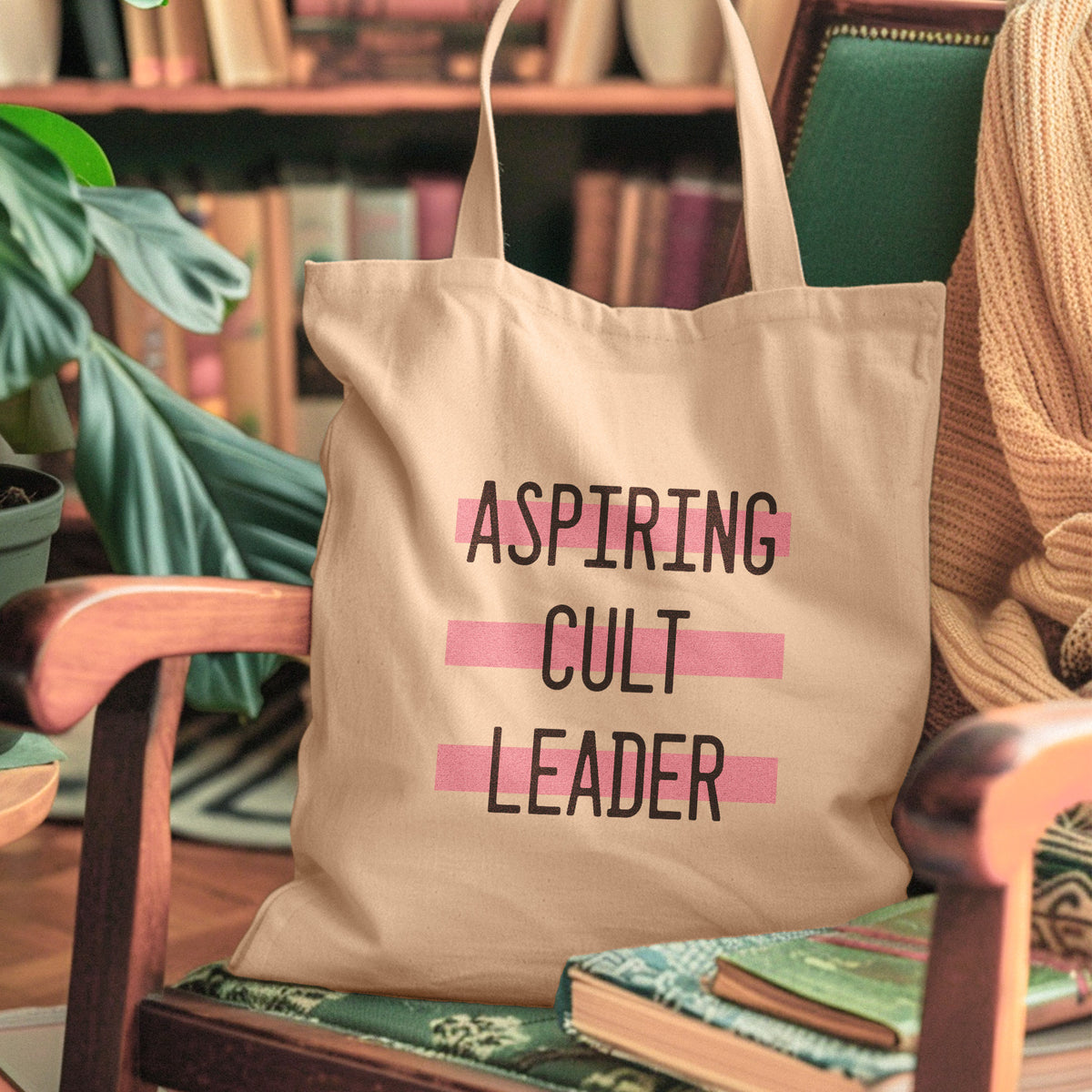 cult leader funny tote bag