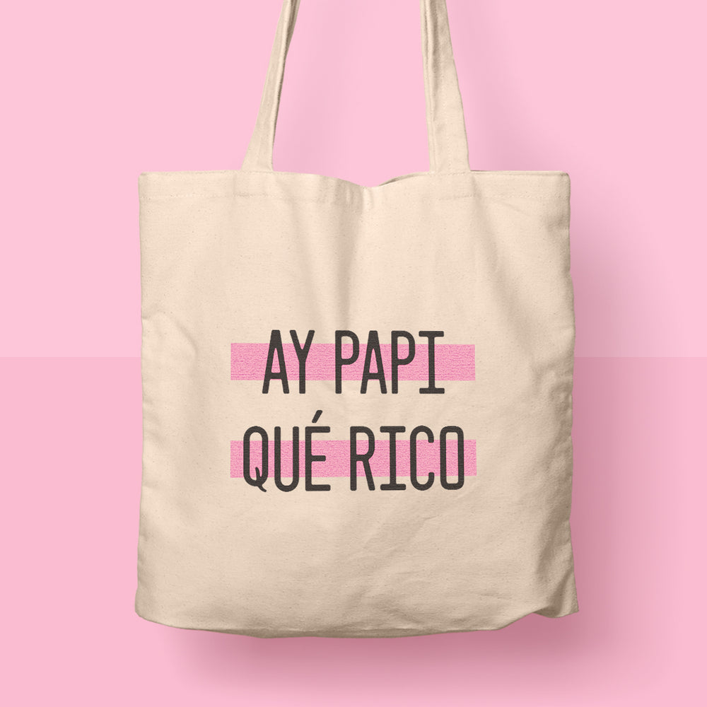 cute tote bag ay papi qué rico