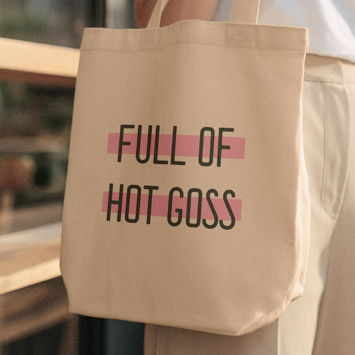cute tote bag full of hot goss