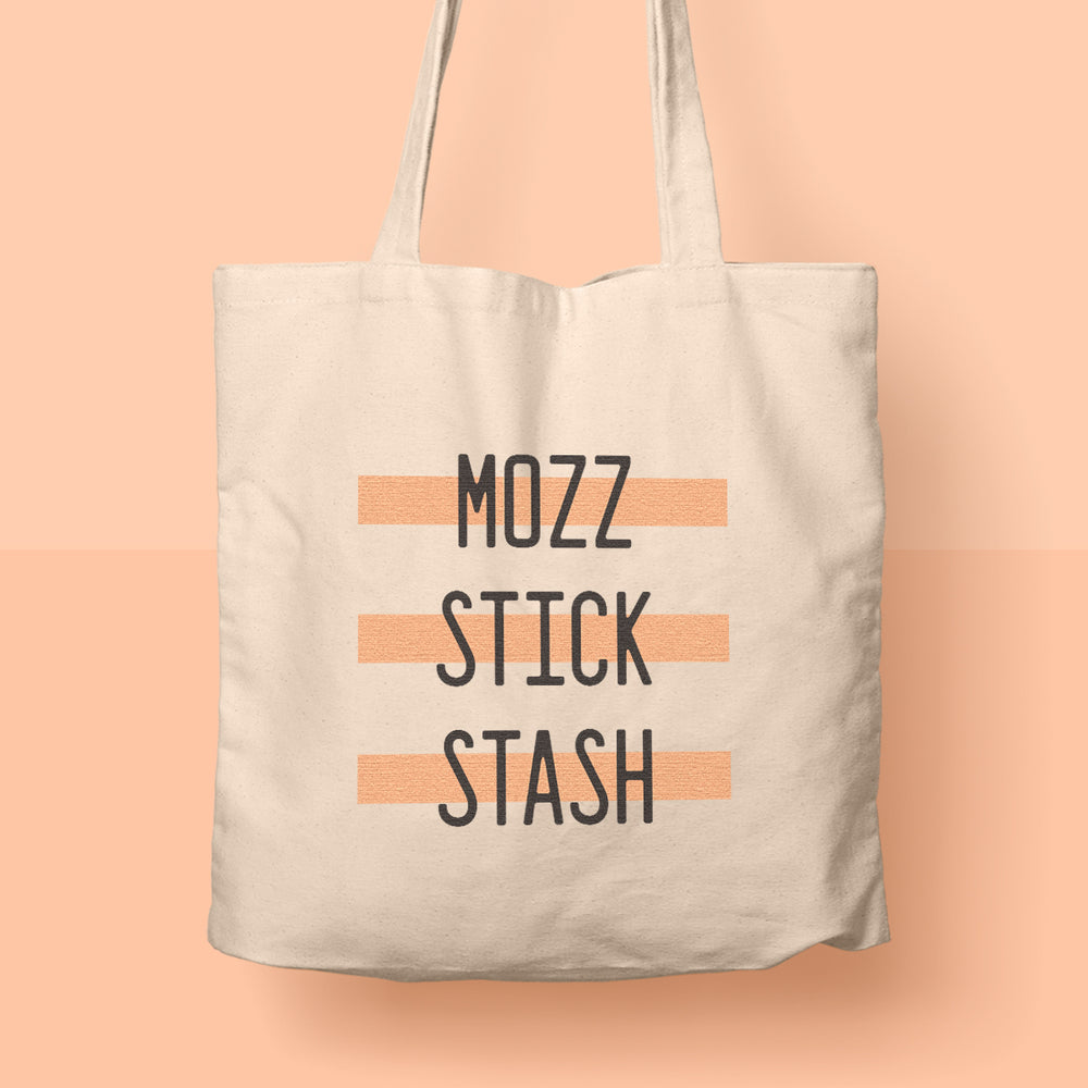 funny tote bag mozz stick stash