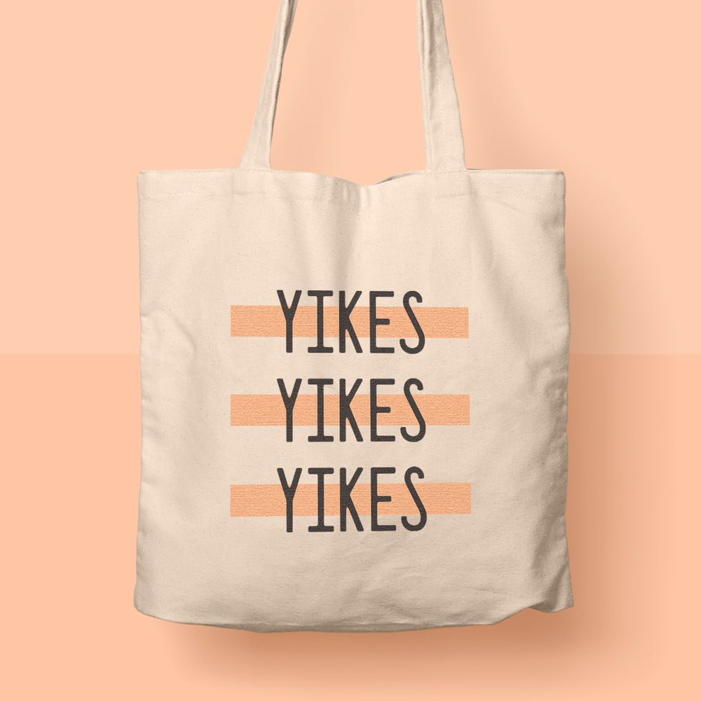 funny yikes tote bag