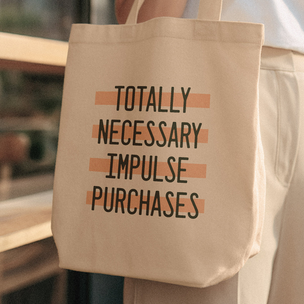 impulse purchase tote bag