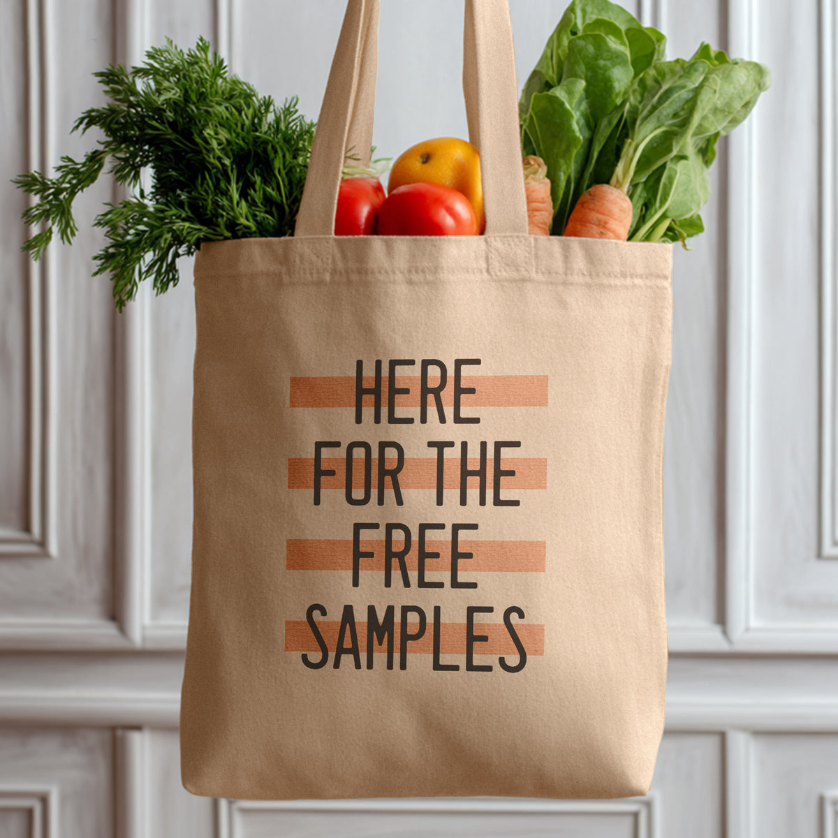 only here for the free samples tote bag
