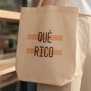 qué rico cute tote bag