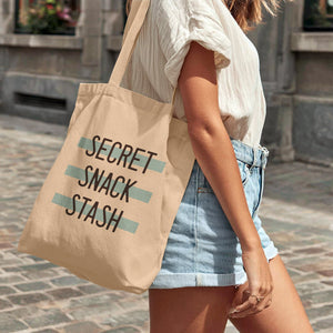 secret snack stash funny tote bag