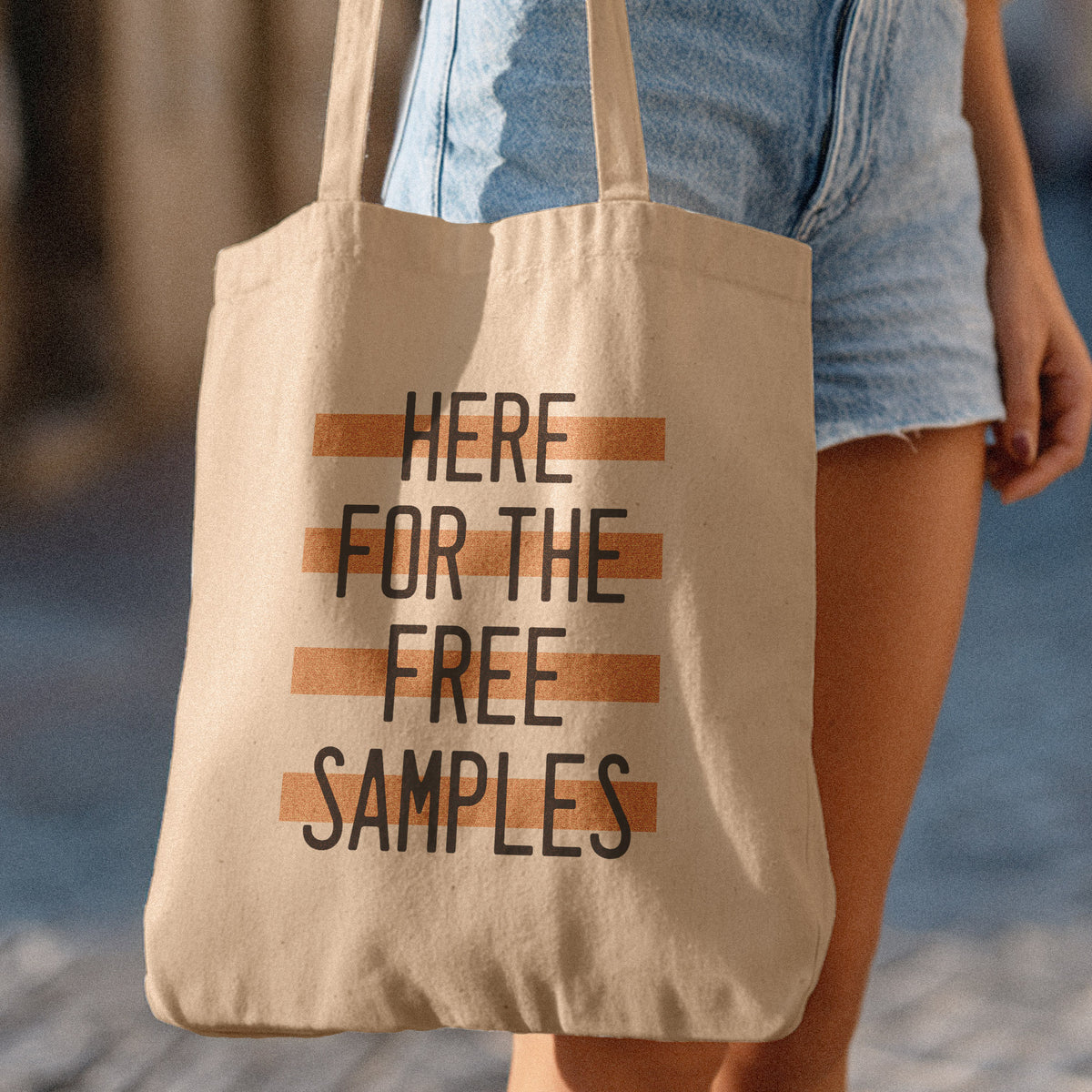 tote bag here for the free samples
