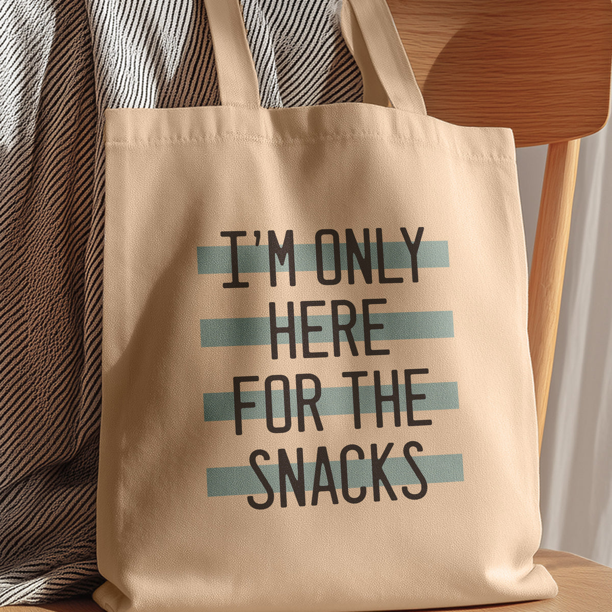 here for the snacks cute tote bag