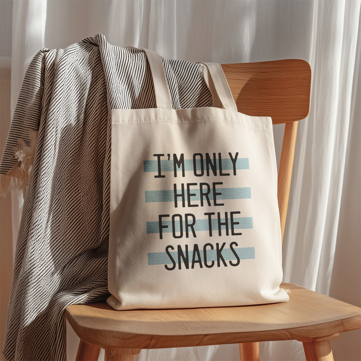 here for the snacks cute tote bag